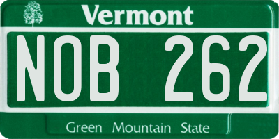 VT license plate NOB262