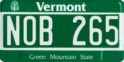 VT license plate NOB265