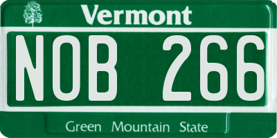 VT license plate NOB266