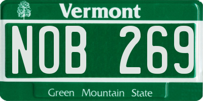 VT license plate NOB269