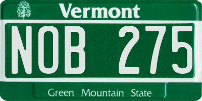 VT license plate NOB275