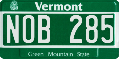 VT license plate NOB285