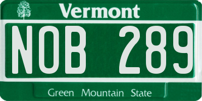 VT license plate NOB289