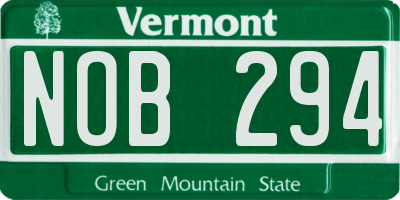 VT license plate NOB294