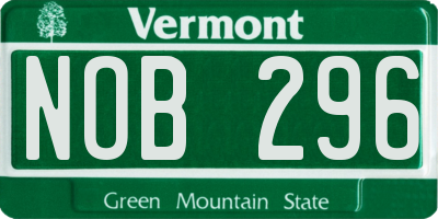 VT license plate NOB296