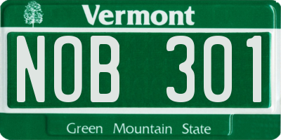 VT license plate NOB301