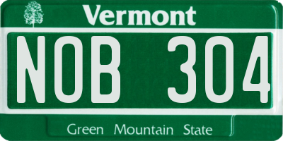 VT license plate NOB304