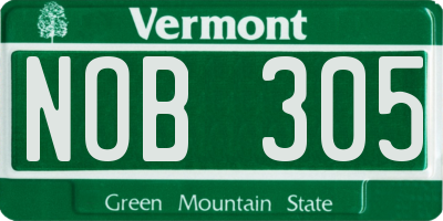 VT license plate NOB305