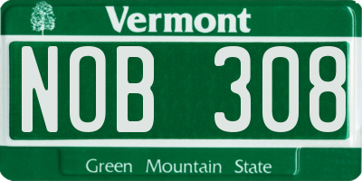 VT license plate NOB308