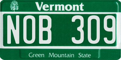 VT license plate NOB309