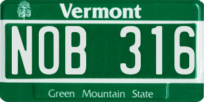 VT license plate NOB316