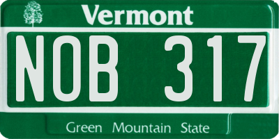 VT license plate NOB317