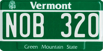 VT license plate NOB320