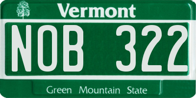 VT license plate NOB322