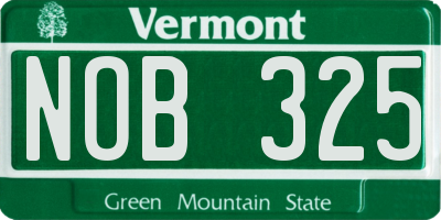 VT license plate NOB325