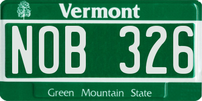 VT license plate NOB326