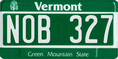 VT license plate NOB327