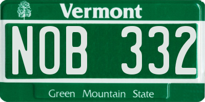 VT license plate NOB332