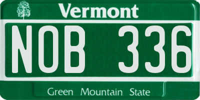 VT license plate NOB336