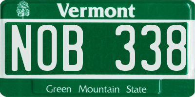 VT license plate NOB338