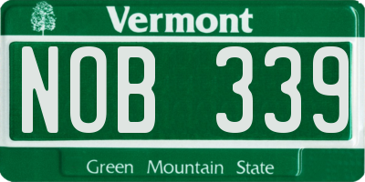 VT license plate NOB339