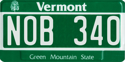 VT license plate NOB340