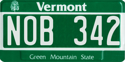 VT license plate NOB342