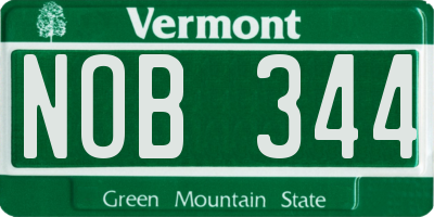 VT license plate NOB344