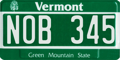 VT license plate NOB345