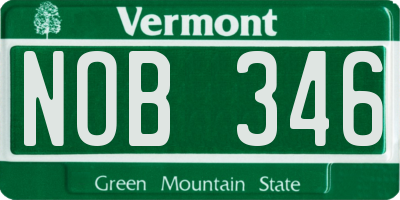 VT license plate NOB346