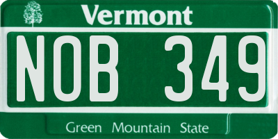 VT license plate NOB349