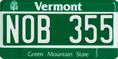 VT license plate NOB355