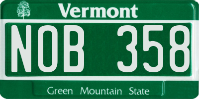 VT license plate NOB358