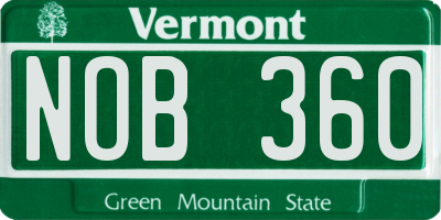 VT license plate NOB360