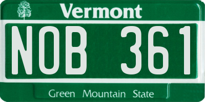 VT license plate NOB361