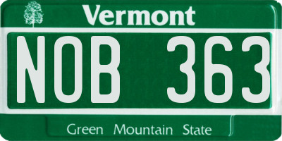 VT license plate NOB363