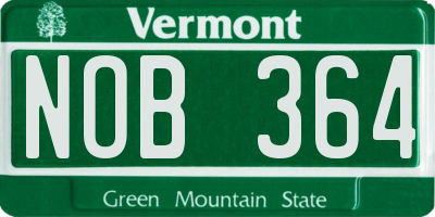 VT license plate NOB364