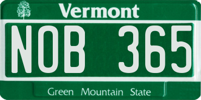 VT license plate NOB365