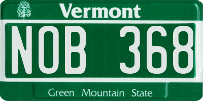 VT license plate NOB368