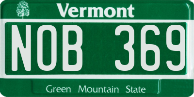 VT license plate NOB369