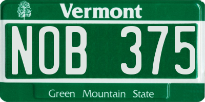 VT license plate NOB375