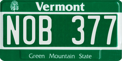 VT license plate NOB377