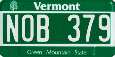 VT license plate NOB379