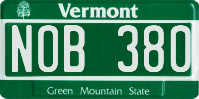 VT license plate NOB380