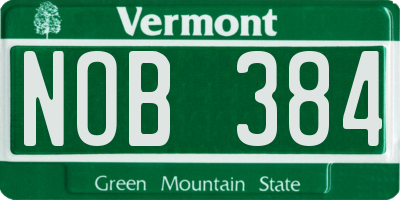 VT license plate NOB384