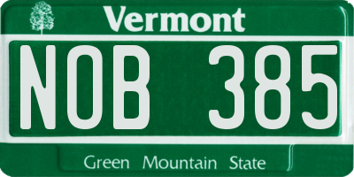VT license plate NOB385
