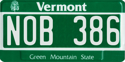VT license plate NOB386