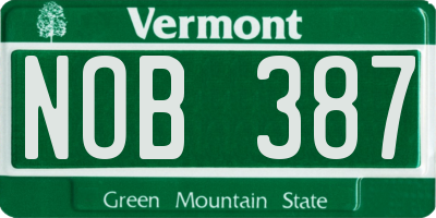 VT license plate NOB387