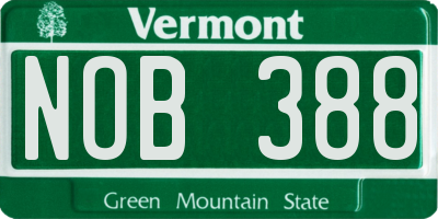 VT license plate NOB388