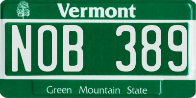 VT license plate NOB389